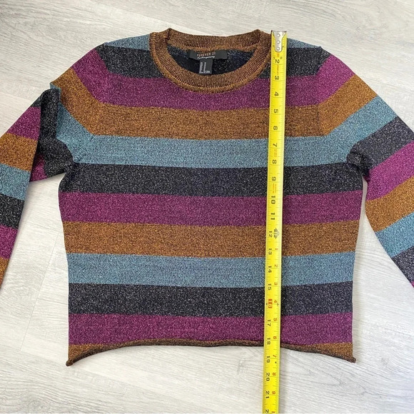 Forever 21 Sparkly Bold Striped Cropped Sweater with Metallic Accents - Picture 10 of 10